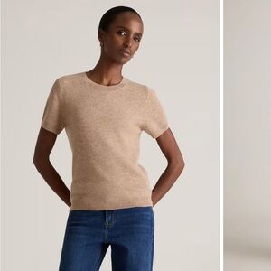 Quince - Mongolian cashmere tee in oatmeal - size S